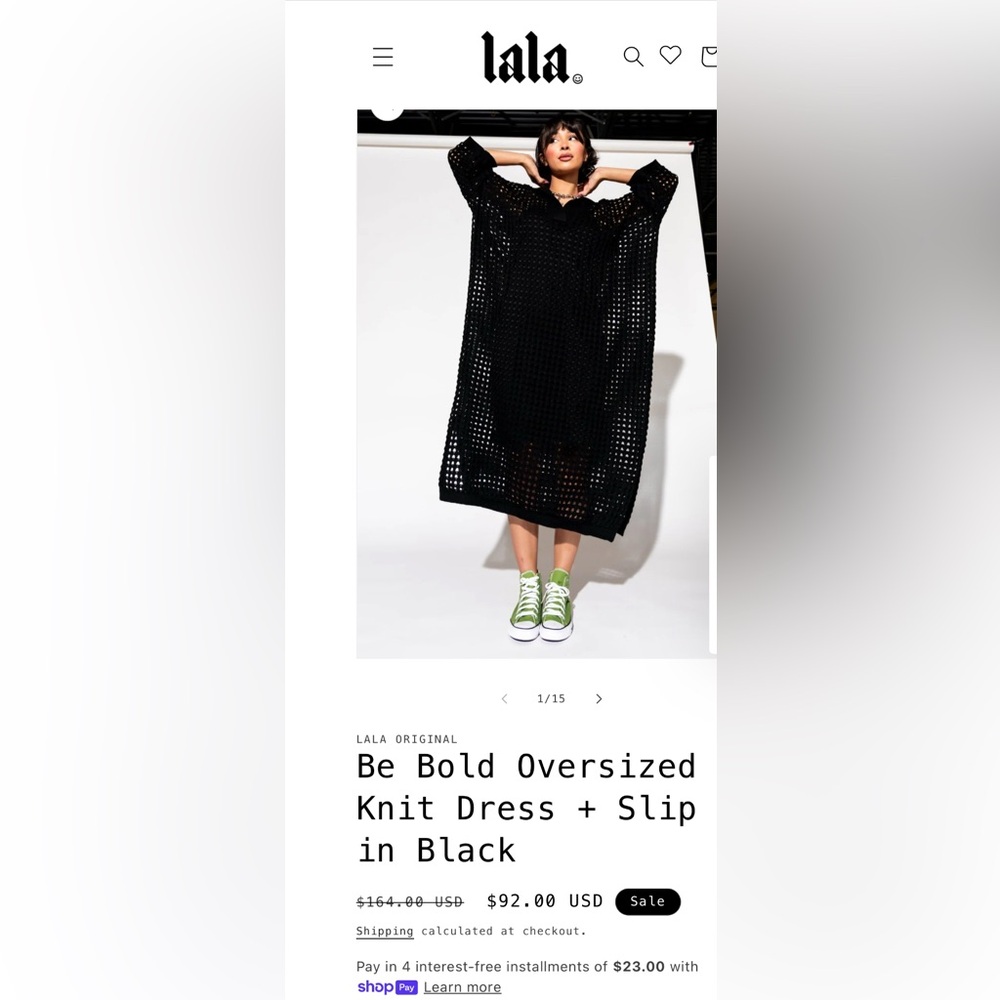 Lala Original  Be Bold Oversized Knit Drsss + Black Slop , size 2x/3x
